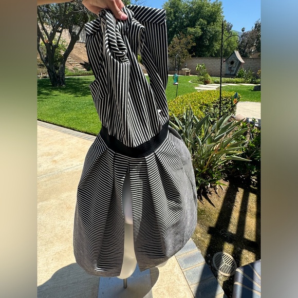 EVA MENDEZ New York & Company Black/White Stripe Pleated Dress - Picture 1 of 6